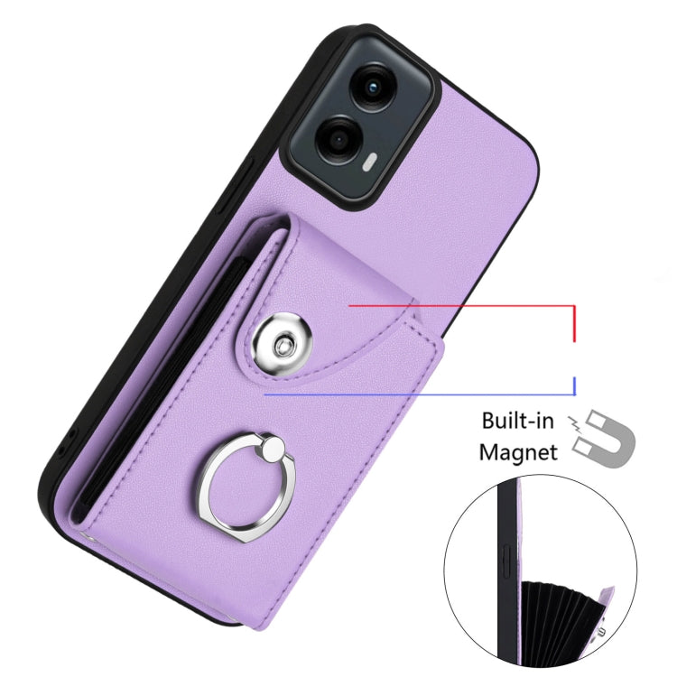 For Motorola Moto G 5G 2024 Organ Card Bag Ring Holder Phone Case(Purple) - free shipping - PMC Jewellery - Order now!