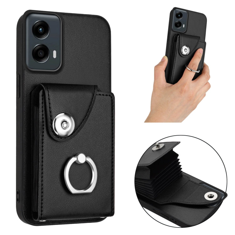 For Motorola Moto G 5G 2024 Organ Card Bag Ring Holder Phone Case(Black) - Motorola Cases by PMC Jewellery | Online Shopping South Africa | PMC Jewellery | Buy Now Pay Later Mobicred