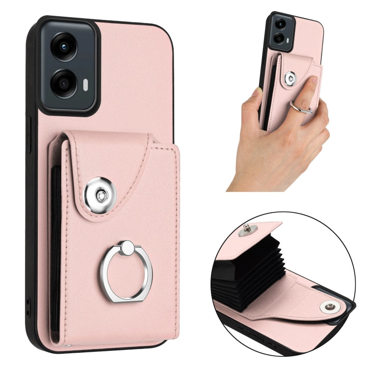 For Motorola Moto G 5G 2024 Organ Card Bag Ring Holder Phone Case(Pink) - Motorola Cases by PMC Jewellery | Online Shopping South Africa | PMC Jewellery | Buy Now Pay Later Mobicred