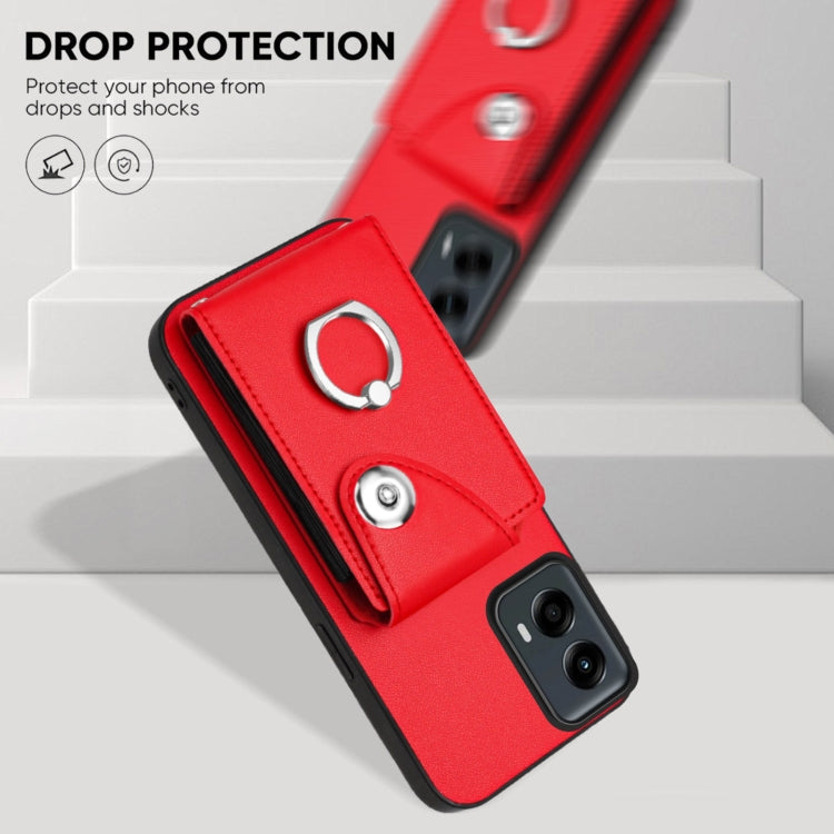 For Motorola Moto G 5G 2024 Organ Card Bag Ring Holder Phone Case(Red) - free shipping - PMC Jewellery - Order now!