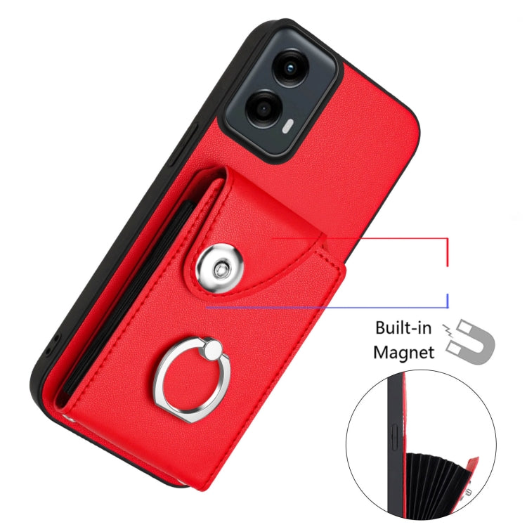 For Motorola Moto G 5G 2024 Organ Card Bag Ring Holder Phone Case(Red) - free shipping - PMC Jewellery - Order now!