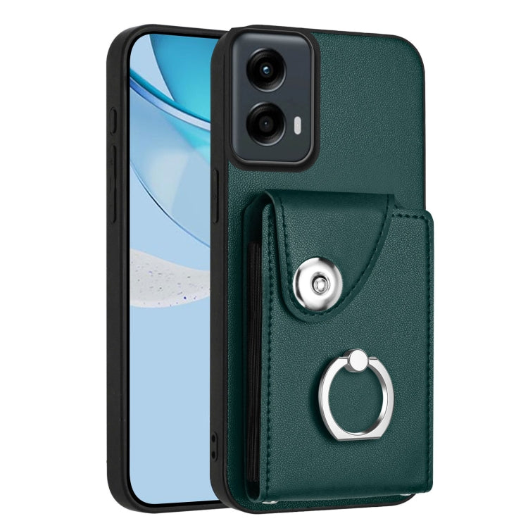 For Motorola Moto G 5G 2024 Organ Card Bag Ring Holder Phone Case(Green) - Motorola Cases by PMC Jewellery | Online Shopping South Africa | PMC Jewellery | Buy Now Pay Later Mobicred