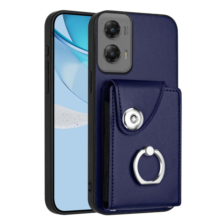 For Motorola Moto G Stylus 5G 2024 Organ Card Bag Ring Holder Phone Case(Blue) - Motorola Cases by PMC Jewellery | Online Shopping South Africa | PMC Jewellery | Buy Now Pay Later Mobicred