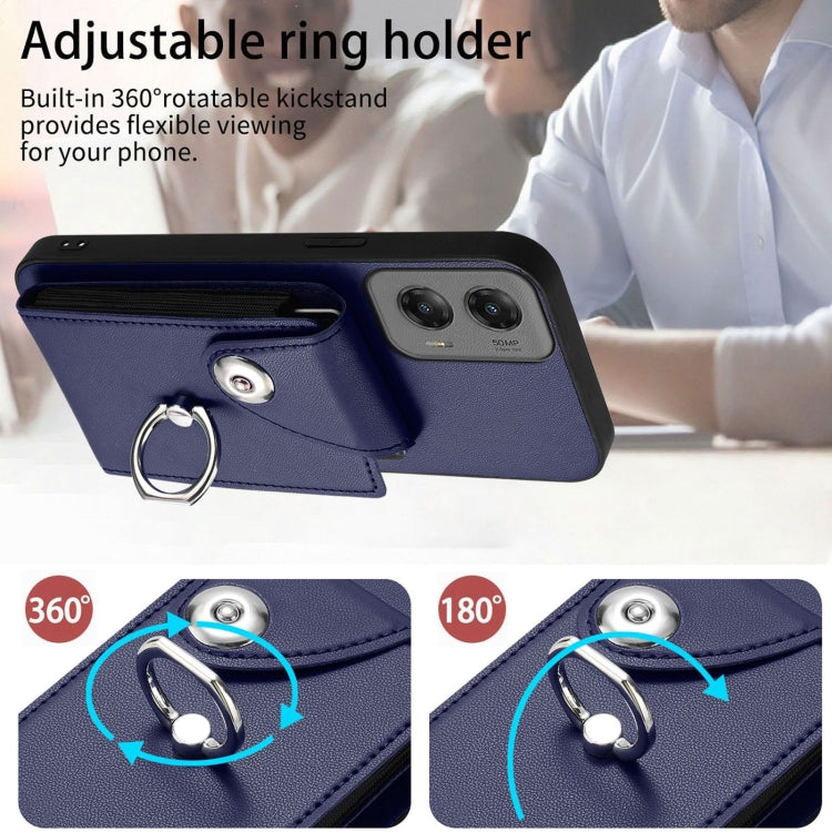 For Motorola Moto G Stylus 5G 2024 Organ Card Bag Ring Holder Phone Case(Blue) - Motorola Cases by PMC Jewellery | Online Shopping South Africa | PMC Jewellery | Buy Now Pay Later Mobicred