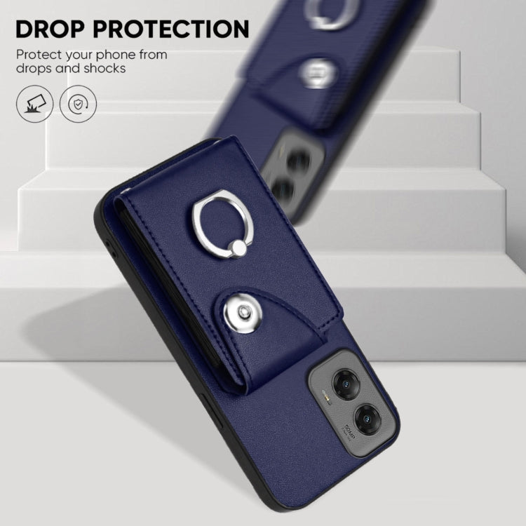 For Motorola Moto G Stylus 5G 2024 Organ Card Bag Ring Holder Phone Case(Blue) - Motorola Cases by PMC Jewellery | Online Shopping South Africa | PMC Jewellery | Buy Now Pay Later Mobicred