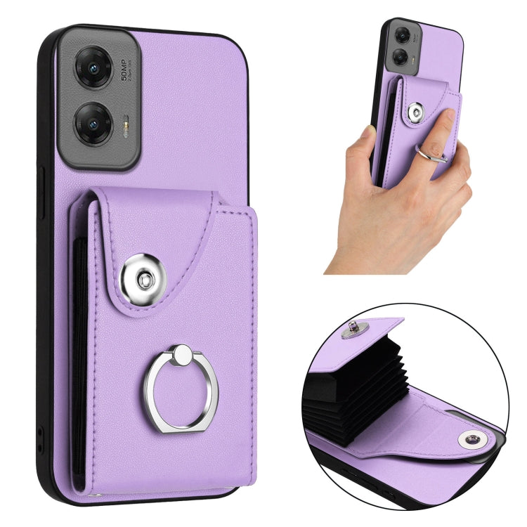 For Motorola Moto G Stylus 5G 2024 Organ Card Bag Ring Holder Phone Case(Purple) - Motorola Cases by PMC Jewellery | Online Shopping South Africa | PMC Jewellery | Buy Now Pay Later Mobicred