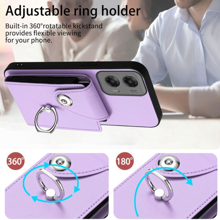 For Motorola Moto G Stylus 5G 2024 Organ Card Bag Ring Holder Phone Case(Purple) - Motorola Cases by PMC Jewellery | Online Shopping South Africa | PMC Jewellery | Buy Now Pay Later Mobicred