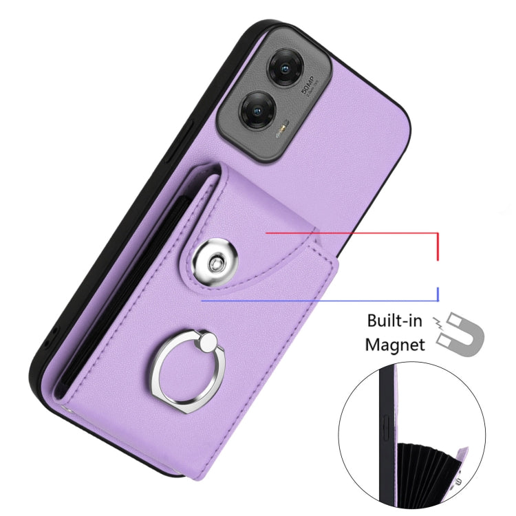 For Motorola Moto G Stylus 5G 2024 Organ Card Bag Ring Holder Phone Case(Purple) - Motorola Cases by PMC Jewellery | Online Shopping South Africa | PMC Jewellery | Buy Now Pay Later Mobicred