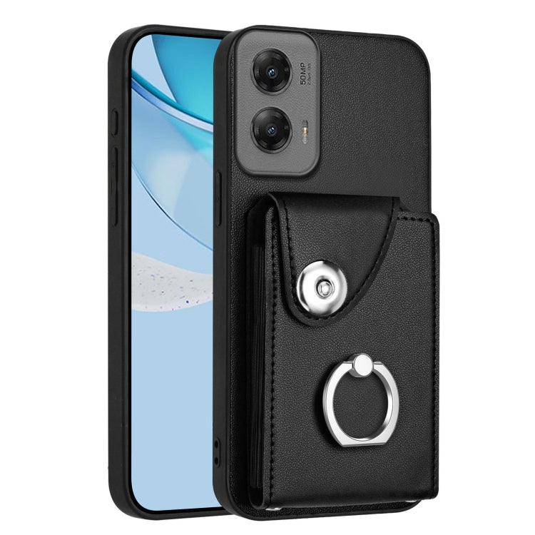 For Motorola Moto G Stylus 5G 2024 Organ Card Bag Ring Holder Phone Case(Black) - Motorola Cases by PMC Jewellery | Online Shopping South Africa | PMC Jewellery | Buy Now Pay Later Mobicred