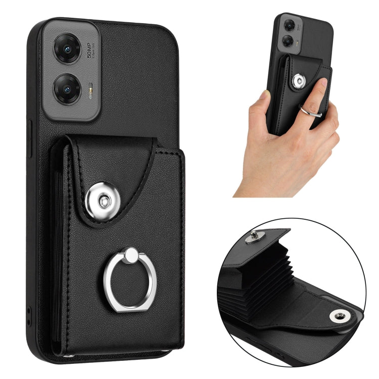For Motorola Moto G Stylus 5G 2024 Organ Card Bag Ring Holder Phone Case(Black) - Motorola Cases by PMC Jewellery | Online Shopping South Africa | PMC Jewellery | Buy Now Pay Later Mobicred