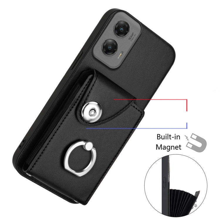 For Motorola Moto G Stylus 5G 2024 Organ Card Bag Ring Holder Phone Case(Black) - Motorola Cases by PMC Jewellery | Online Shopping South Africa | PMC Jewellery | Buy Now Pay Later Mobicred