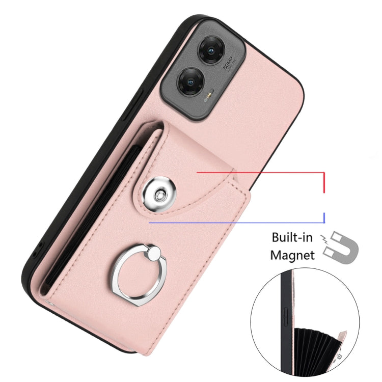 For Motorola Moto G Stylus 5G 2024 Organ Card Bag Ring Holder Phone Case(Pink) - Motorola Cases by PMC Jewellery | Online Shopping South Africa | PMC Jewellery | Buy Now Pay Later Mobicred