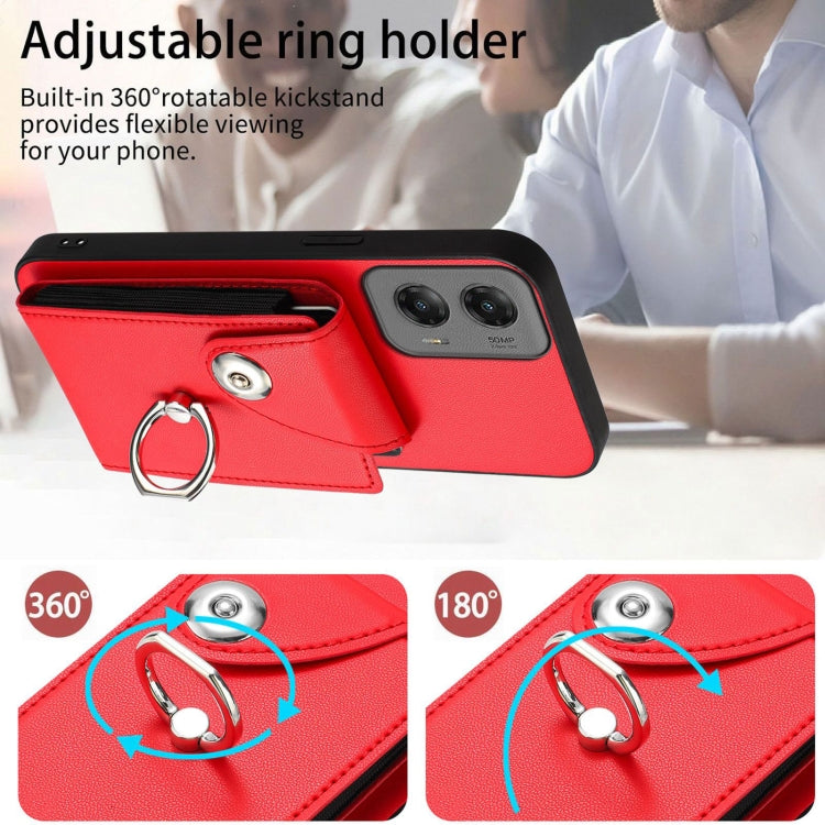 For Motorola Moto G Stylus 5G 2024 Organ Card Bag Ring Holder Phone Case(Red) - Motorola Cases by PMC Jewellery | Online Shopping South Africa | PMC Jewellery | Buy Now Pay Later Mobicred