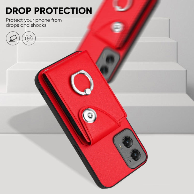 For Motorola Moto G Stylus 5G 2024 Organ Card Bag Ring Holder Phone Case(Red) - Motorola Cases by PMC Jewellery | Online Shopping South Africa | PMC Jewellery | Buy Now Pay Later Mobicred