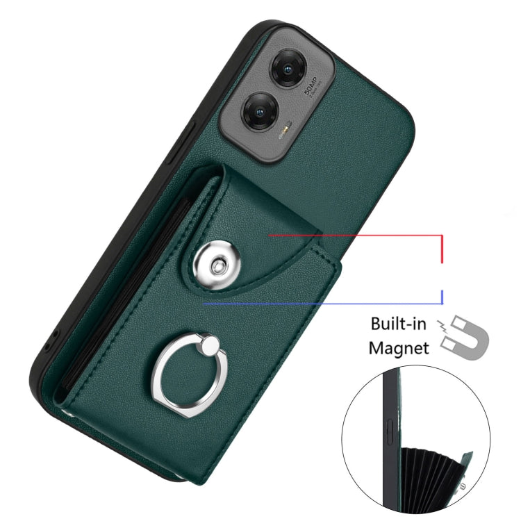 For Motorola Moto G Stylus 5G 2024 Organ Card Bag Ring Holder Phone Case(Green) - Motorola Cases by PMC Jewellery | Online Shopping South Africa | PMC Jewellery | Buy Now Pay Later Mobicred