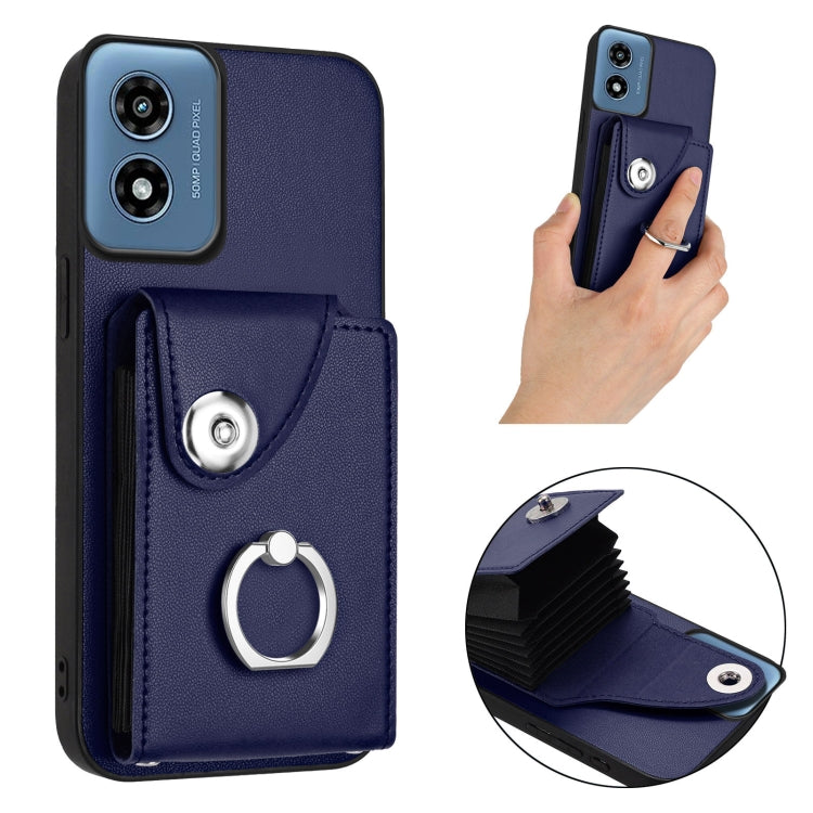 For Motorola Moto G Play 2024 5G Organ Card Bag Ring Holder Phone Case(Blue) - Motorola Cases by PMC Jewellery | Online Shopping South Africa | PMC Jewellery | Buy Now Pay Later Mobicred