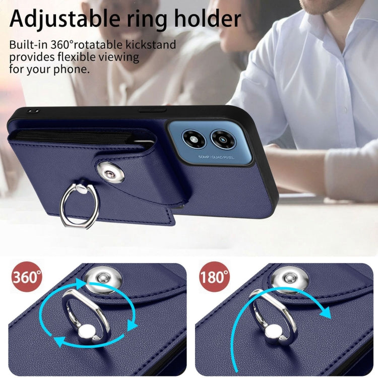 For Motorola Moto G Play 2024 5G Organ Card Bag Ring Holder Phone Case(Blue) - Motorola Cases by PMC Jewellery | Online Shopping South Africa | PMC Jewellery | Buy Now Pay Later Mobicred
