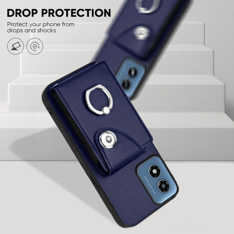 For Motorola Moto G Play 2024 5G Organ Card Bag Ring Holder Phone Case(Blue) - Motorola Cases by PMC Jewellery | Online Shopping South Africa | PMC Jewellery | Buy Now Pay Later Mobicred