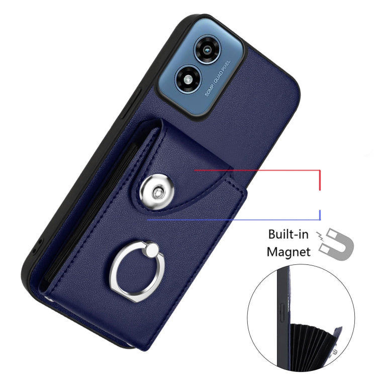 For Motorola Moto G Play 2024 5G Organ Card Bag Ring Holder Phone Case(Blue) - Motorola Cases by PMC Jewellery | Online Shopping South Africa | PMC Jewellery | Buy Now Pay Later Mobicred