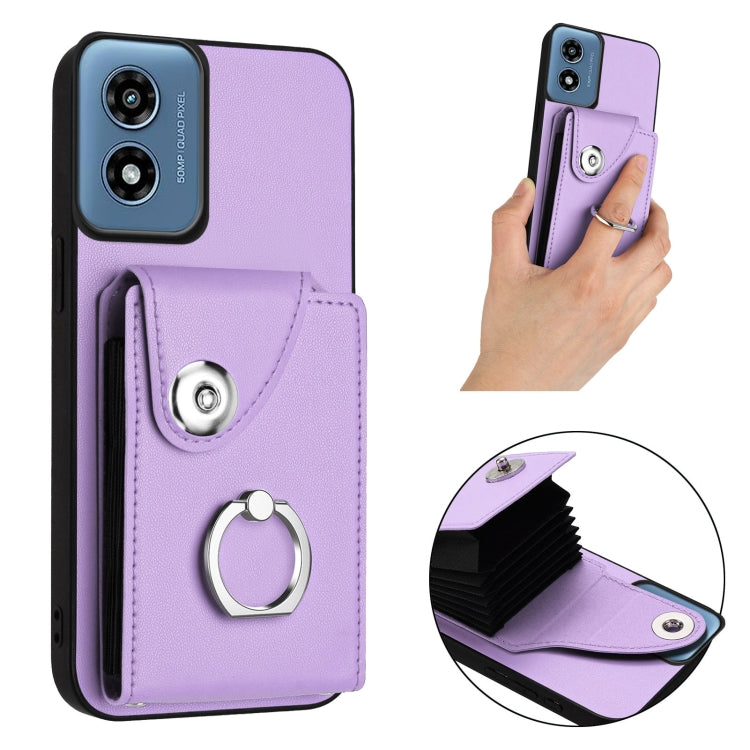 For Motorola Moto G Play 2024 5G Organ Card Bag Ring Holder Phone Case(Purple) - Motorola Cases by PMC Jewellery | Online Shopping South Africa | PMC Jewellery | Buy Now Pay Later Mobicred