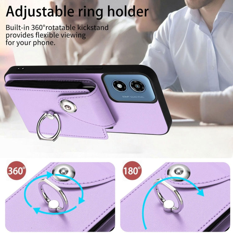 For Motorola Moto G Play 2024 5G Organ Card Bag Ring Holder Phone Case(Purple) - Motorola Cases by PMC Jewellery | Online Shopping South Africa | PMC Jewellery | Buy Now Pay Later Mobicred