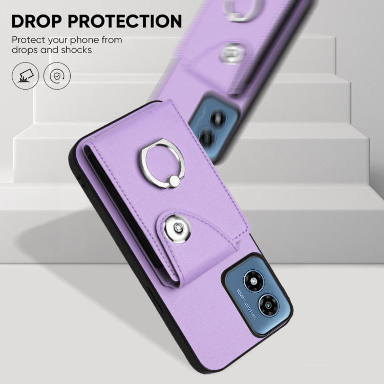 For Motorola Moto G Play 2024 5G Organ Card Bag Ring Holder Phone Case(Purple) - Motorola Cases by PMC Jewellery | Online Shopping South Africa | PMC Jewellery | Buy Now Pay Later Mobicred