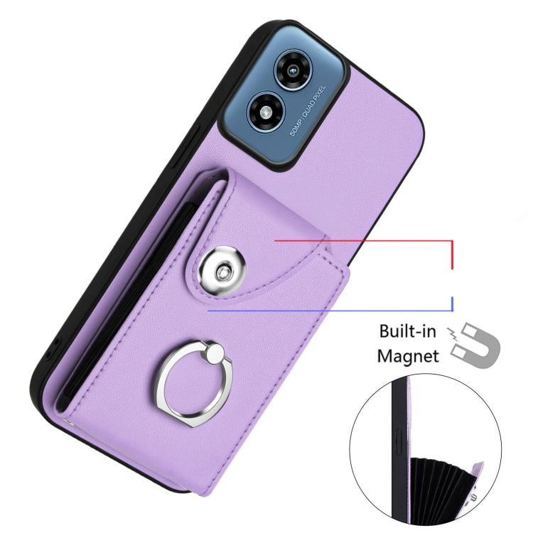 For Motorola Moto G Play 2024 5G Organ Card Bag Ring Holder Phone Case(Purple) - Motorola Cases by PMC Jewellery | Online Shopping South Africa | PMC Jewellery | Buy Now Pay Later Mobicred