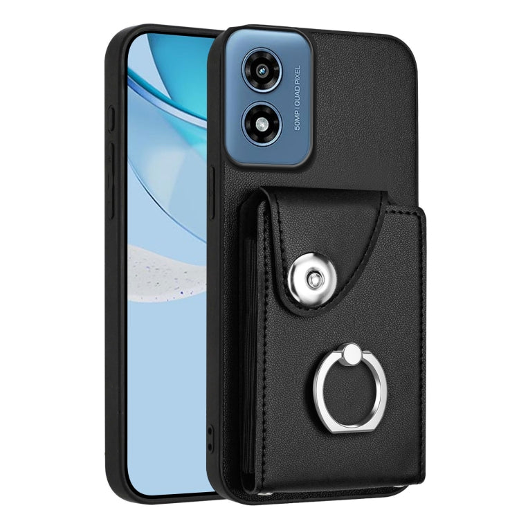 For Motorola Moto G Play 2024 5G Organ Card Bag Ring Holder Phone Case(Black) - Motorola Cases by PMC Jewellery | Online Shopping South Africa | PMC Jewellery | Buy Now Pay Later Mobicred