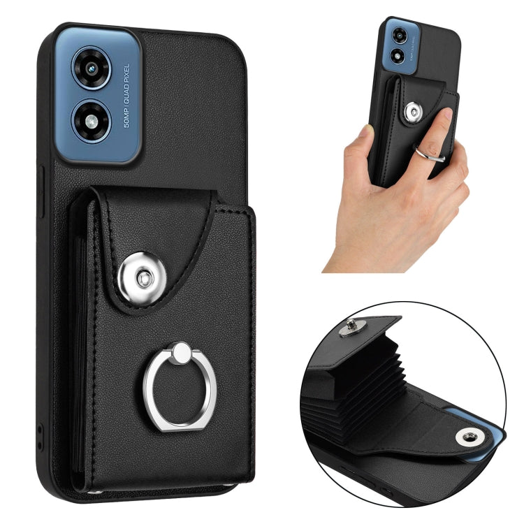 For Motorola Moto G Play 2024 5G Organ Card Bag Ring Holder Phone Case(Black) - Motorola Cases by PMC Jewellery | Online Shopping South Africa | PMC Jewellery | Buy Now Pay Later Mobicred