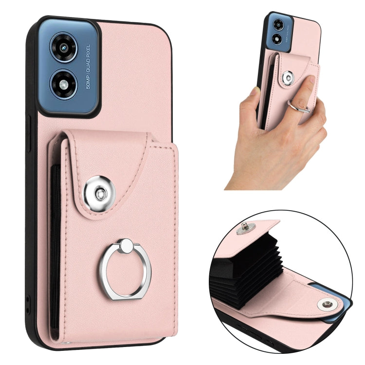 For Motorola Moto G Play 2024 5G Organ Card Bag Ring Holder Phone Case(Pink) - Motorola Cases by PMC Jewellery | Online Shopping South Africa | PMC Jewellery | Buy Now Pay Later Mobicred