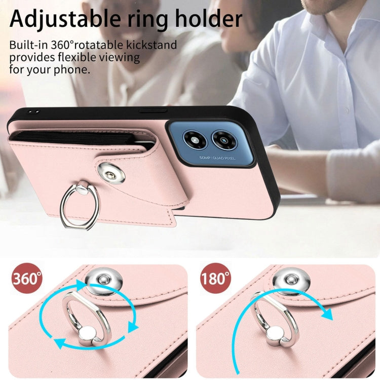 For Motorola Moto G Play 2024 5G Organ Card Bag Ring Holder Phone Case(Pink) - Motorola Cases by PMC Jewellery | Online Shopping South Africa | PMC Jewellery | Buy Now Pay Later Mobicred