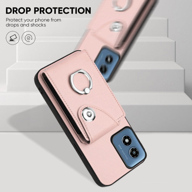 For Motorola Moto G Play 2024 5G Organ Card Bag Ring Holder Phone Case(Pink) - Motorola Cases by PMC Jewellery | Online Shopping South Africa | PMC Jewellery | Buy Now Pay Later Mobicred