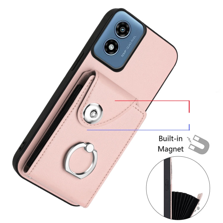 For Motorola Moto G Play 2024 5G Organ Card Bag Ring Holder Phone Case(Pink) - Motorola Cases by PMC Jewellery | Online Shopping South Africa | PMC Jewellery | Buy Now Pay Later Mobicred