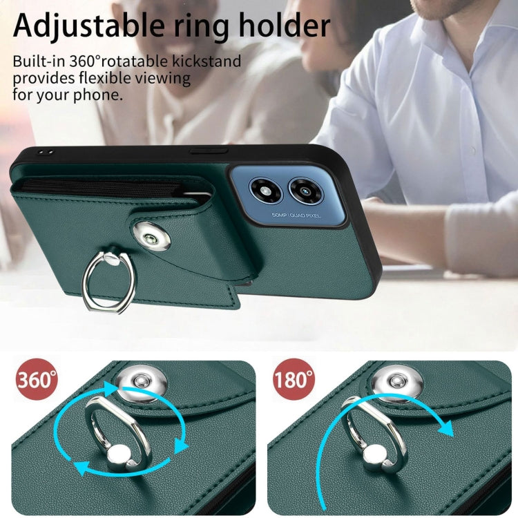 For Motorola Moto G Play 2024 5G Organ Card Bag Ring Holder Phone Case(Green) - Motorola Cases by PMC Jewellery | Online Shopping South Africa | PMC Jewellery | Buy Now Pay Later Mobicred