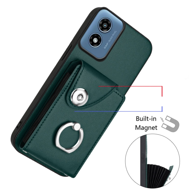 For Motorola Moto G Play 2024 5G Organ Card Bag Ring Holder Phone Case(Green) - Motorola Cases by PMC Jewellery | Online Shopping South Africa | PMC Jewellery | Buy Now Pay Later Mobicred