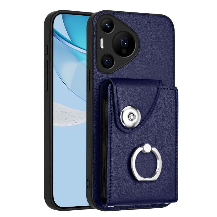 For Huawei Pura 70 Pro / 70 Pro+ Organ Card Bag Ring Holder Phone Case(Blue) - free shipping - PMC Jewellery - Order now!
