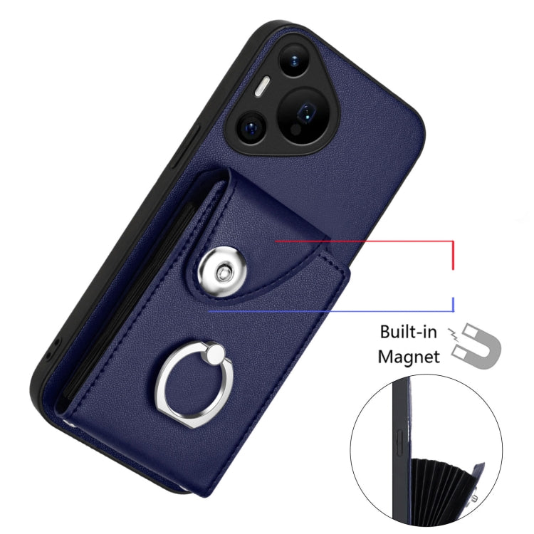 For Huawei Pura 70 Pro / 70 Pro+ Organ Card Bag Ring Holder Phone Case(Blue) - free shipping - PMC Jewellery - Order now!
