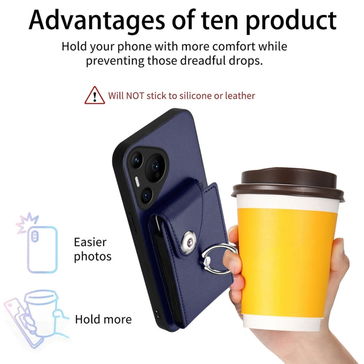 For Huawei Pura 70 Pro / 70 Pro+ Organ Card Bag Ring Holder Phone Case(Blue) - free shipping - PMC Jewellery - Order now!