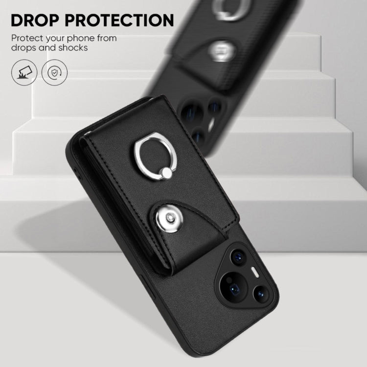 For Huawei Pura 70 Pro / 70 Pro+ Organ Card Bag Ring Holder Phone Case(Black) - free shipping - PMC Jewellery - Order now!