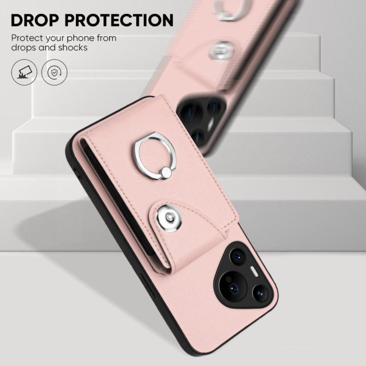 For Huawei Pura 70 Pro / 70 Pro+ Organ Card Bag Ring Holder Phone Case(Pink) - free shipping - PMC Jewellery - Order now!