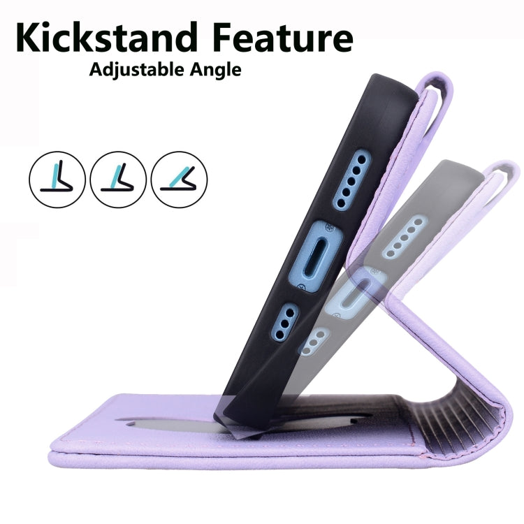 For iPhone 16e Cute Cat Embossed Leather Phone Case(Purple) - iPhone 16e Cases by PMC TechLife | Online Shopping South Africa | PMC TechLife | Buy Now Pay Later Mobicred