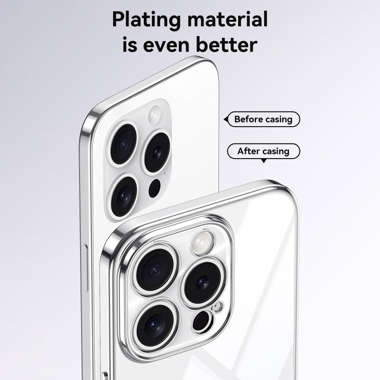 For iPhone 16 Pro SULADA  Electroplated Clear TPU Soft Frame Phone Case with Wrist Strap(Purple) - free shipping - PMC Jewellery - Order now!