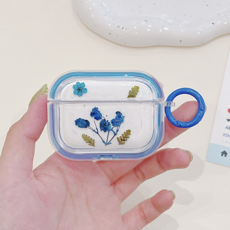 For AirPods 3 Glitter Starry Epoxy Dried Flowers Earbuds Box TPU Case(Dark Blue) - For AirPods 3 by PMC Jewellery | Online Shopping South Africa | PMC Jewellery | Buy Now Pay Later Mobicred