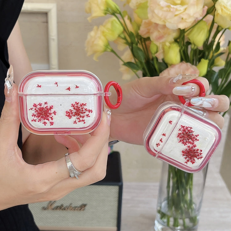 For AirPods Pro 2 Glitter Snowflake Epoxy Dried Flowers Earbuds Box TPU Case(Light Blue) - For AirPods Pro 2 by PMC Jewellery | Online Shopping South Africa | PMC Jewellery | Buy Now Pay Later Mobicred