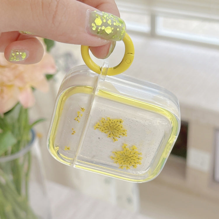 For AirPods Pro 2 Glitter Snowflake Epoxy Dried Flowers Earbuds Box TPU Case(Green) - free shipping - PMC Jewellery - Order now!