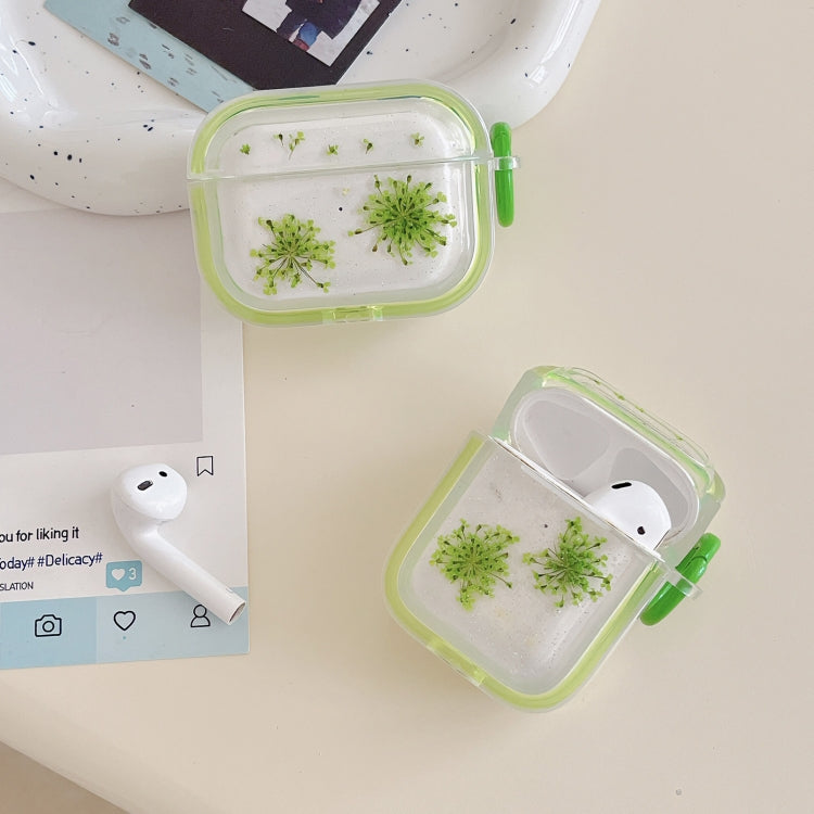 For AirPods Pro Glitter Snowflake Epoxy Dried Flowers Earbuds Box TPU Case(Pink) - For AirPods Pro by PMC Jewellery | Online Shopping South Africa | PMC Jewellery | Buy Now Pay Later Mobicred