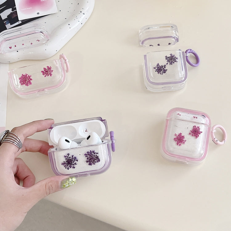 For AirPods 3 Glitter Snowflake Epoxy Dried Flowers Earbuds Box TPU Case(Red) - For AirPods 3 by PMC Jewellery | Online Shopping South Africa | PMC Jewellery | Buy Now Pay Later Mobicred