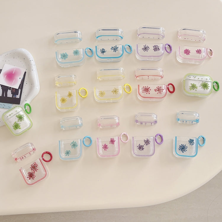 For AirPods Pro Glitter Snowflake Epoxy Dried Flowers Earbuds Box TPU Case(Green) - For AirPods Pro by PMC Jewellery | Online Shopping South Africa | PMC Jewellery | Buy Now Pay Later Mobicred