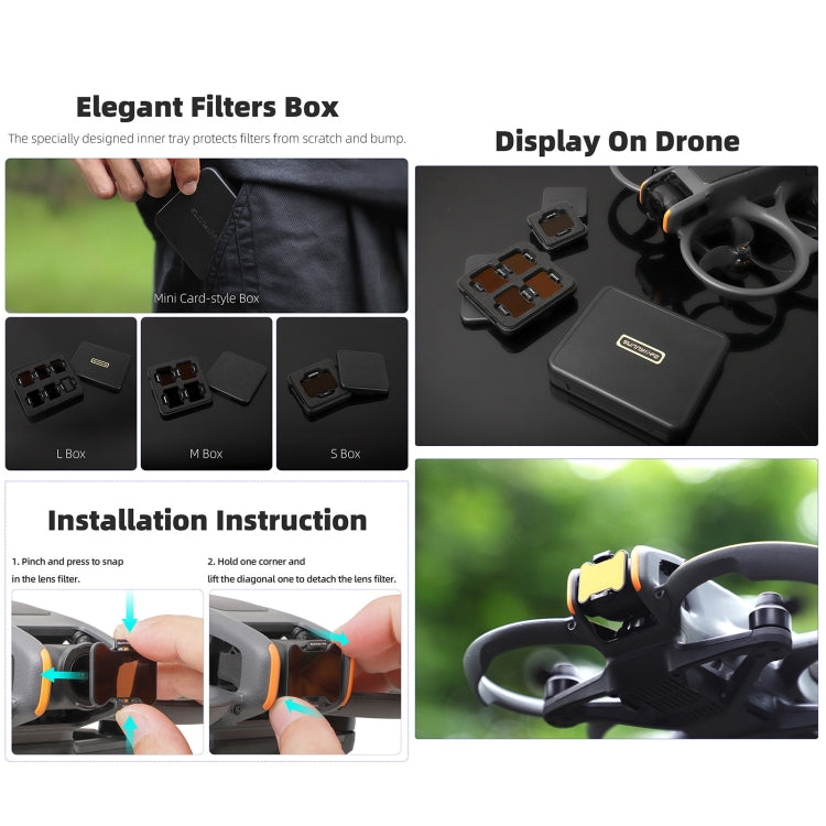 For DJI Avata 2 Sunnylife Camera Lens Filter, Filter:4 in 1 MCUV ND8/16/32 - free shipping - PMC TechLife - Order now!