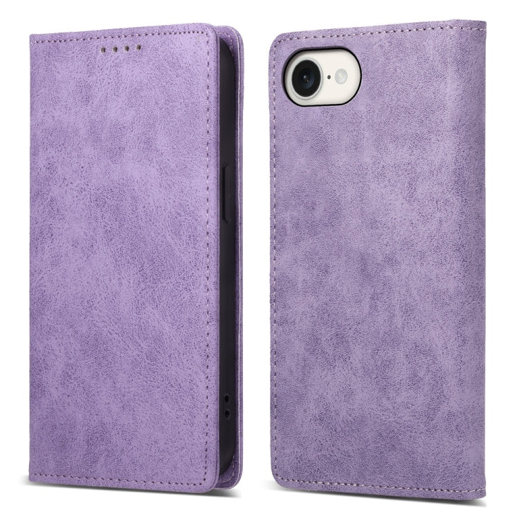 For iPhone 16e Business Solid Color Magnetic RFID Leather Phone Case(Purple) - iPhone 16e Cases by PMC TechLife | Online Shopping South Africa | PMC TechLife | Buy Now Pay Later Mobicred